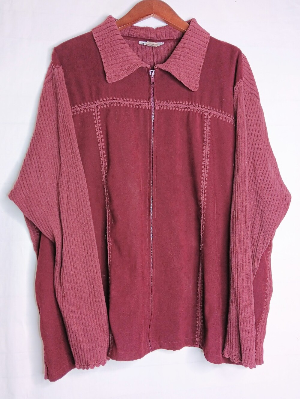 IKC Vintage 3XL Faux Suede Burgundy Jacket Women's Long Sleeve